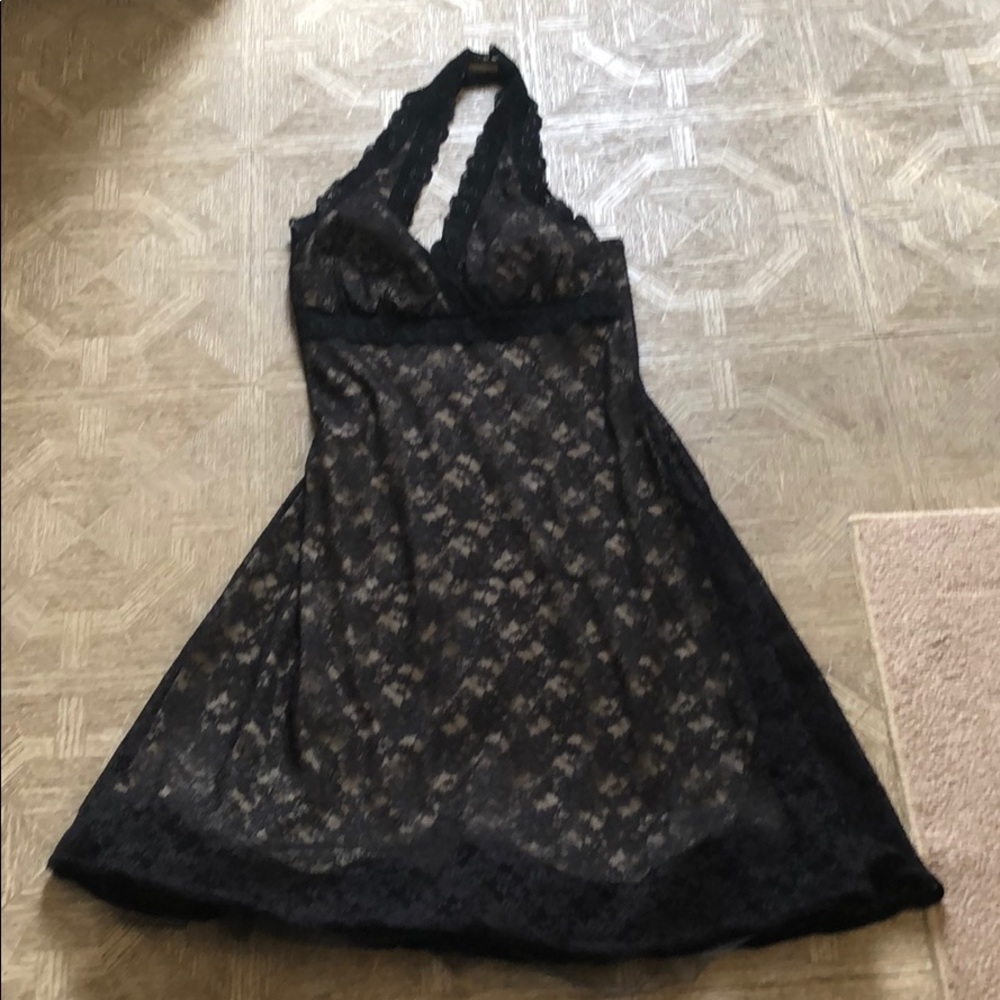 Black and pale gold cocktail dress